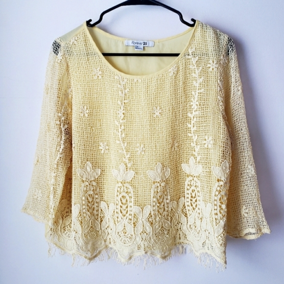 Forever21 Yellow Embroidered Top - Picture 8 of 8